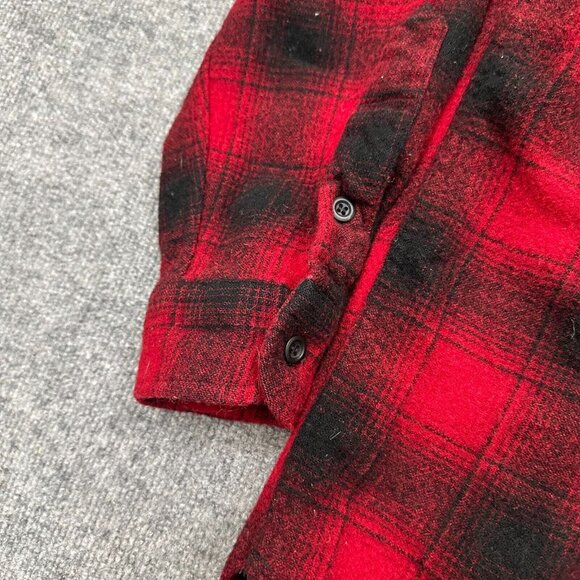 Pendleton Flannel Shirt Men's Large Red Black Plaid Wool Long Sleeve Button-Up - Picture 3 of 13
